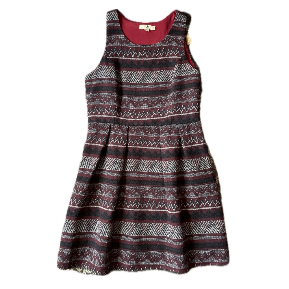 YA Los Angeles Boho Knit/Woven Pleated Lined Midi Dress Size L